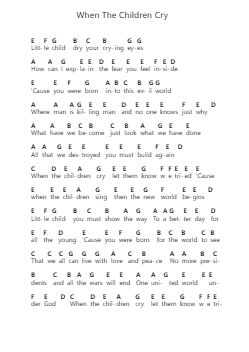 When The Children Cry Piano letter notes by White Lion - Arr.Serles