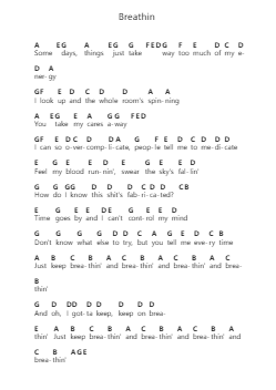 Breathin ピアノの音符 by Ariana Grande - Arr.Saslaide Wattvic