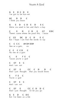 Youre A God 钢琴字母谱由 Vertical Horizon - 编曲 Jeamesbloor