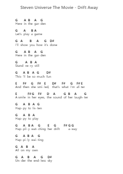 Steven Universe The Movie - Drift Away ピアノの音符 by Misc Cartoons - Arr.Spenriel Foxsoll