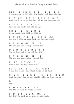 Me And You And A Dog Named Boo 鋼琴字母譜由 Lobo - 編曲 Bartnice