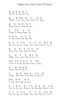 Make Your Own Kind Of Music 鋼琴字母譜由 Cass Elliot - 編曲 Yuleboyle Kingshous