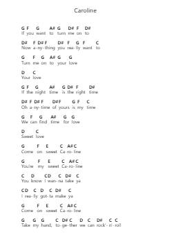Caroline Piano letter notes by Status Quo - Arr.Bartblack Jobky