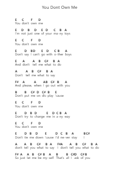 You Dont Own Me Piano letter notes by Lesley Gore - Arr.Joypoe Willze