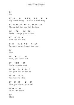 Into The Storm Piano letter notes by Gojira - Arr.Rhotab