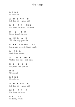 Fire It Up Piano letter notes by Black Label Society - Arr.Regfer