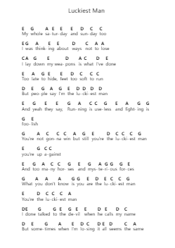 Luckiest Man Piano letter notes by The Wood Brothers - Arr.Brownemeg