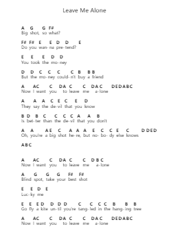 Leave Me Alone 钢琴字母谱由 I DONT KNOW HOW BUT THEY FOUND ME - 编曲 Duttraine
