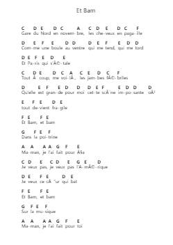 Et Bam Piano letter notes by Mentissa - Arr.Yuledon