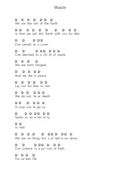 Waste Piano letter notes by Black Tongue - Arr.Urdia Janhue