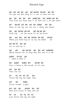 Wasted Age Ghi chú đàn piano bởi We Came As Romans - Arr.Webbzy