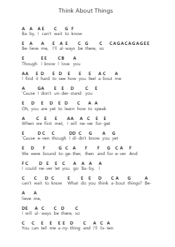 Think About Things Catatan huruf piano oleh Daði Freyr - Arr.Bairdbian Lystan