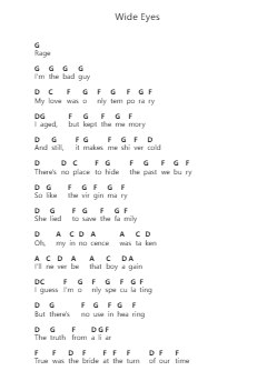 Wide Eyes Piano letter notes by Badflower - Arr.Blithephne