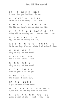 Top Of The World Catatan huruf piano oleh Van Halen - Arr.Osger