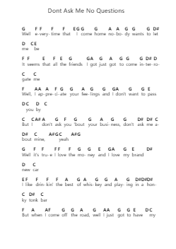 Dont Ask Me No Questions Piano letter noten van Lynyrd Skynyrd - Arr.Ruthives Sibylxy