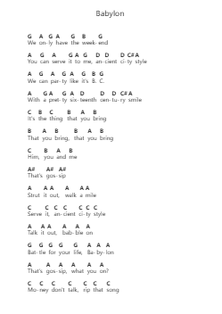 Babylon Ghi chú đàn piano bởi Lady Gaga - Arr.Elboyce