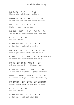 Walkin The Dog Catatan huruf piano oleh Aerosmith - Arr.Wildbias