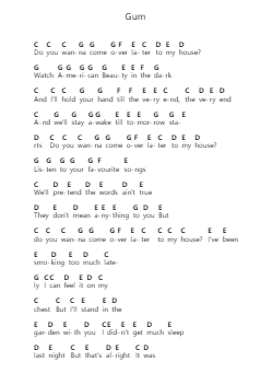 Gum Notes de lettres de piano par Moose Blood - Arr.Beerthune