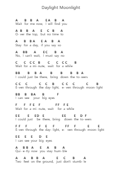 Daylight Moonlight Piano letter notes by The Red Pears - Arr.Lancefoe Robsaul