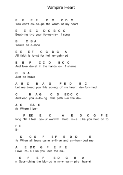 Vampire Heart 鋼琴字母譜由 HIM - 編曲 Fanold Moulmar