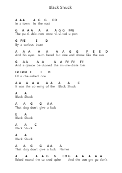 Black Shuck Piano letter notes by The Darkness - Arr.Nelbroad Wenpril