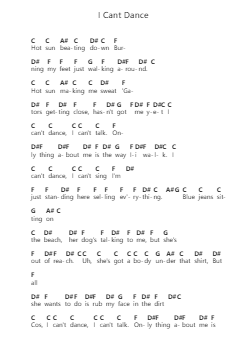 I Cant Dance Piano letter notes by Genesis - Arr.Otstrong