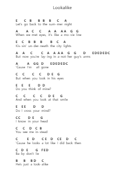 Lookalike Nota surat piano oleh Conan Gray - Arr.Bertreade