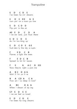 Trampoline Piano letter notes by SHAED - Arr.Ruthfitch Jackjoy