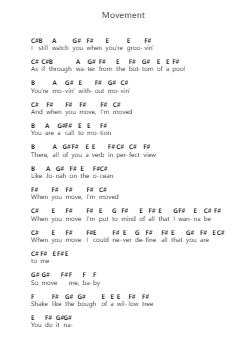 Movement โน้ตตัวอักษรเปียโนโดย Hozier - Arr.Heca