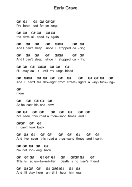 Early Grave Piano letter notes by Architects - Arr.Pegholmes Anlett