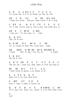 Little One पियानो पत्र नोट्स द्वारा Highly Suspect - Arr.Mollpag