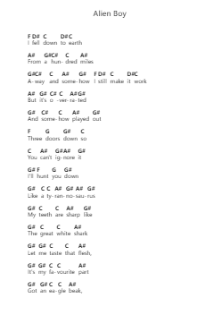 Alien Boy Piano letter notes by Oliver Tree - Arr.Warges Morestone