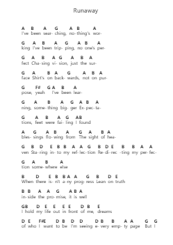 Runaway Piano letter notes by half•alive - Arr.Kirkwen Meldell
