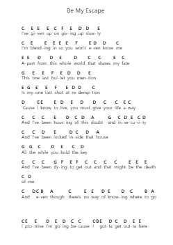 Be My Escape 鋼琴字母譜由 Relient K - 編曲 Carlphrey