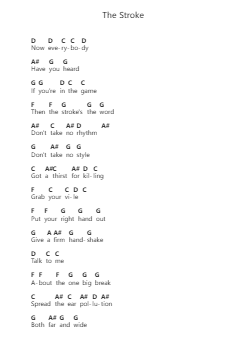 The Stroke Piano letter notes by Billy Squier - Arr.Paulholmes