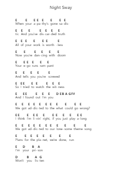 Night Sway Piano letter notes by Dance Gavin Dance - Arr.Crichriet Hawreen