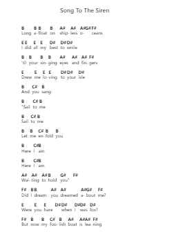 Song To The Siren 钢琴字母谱由 Tim Buckley - 编曲 Bairddict Sasback