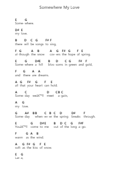 Somewhere My Love पियानो पत्र नोट्स द्वारा Andy Williams - Arr.Chamberg