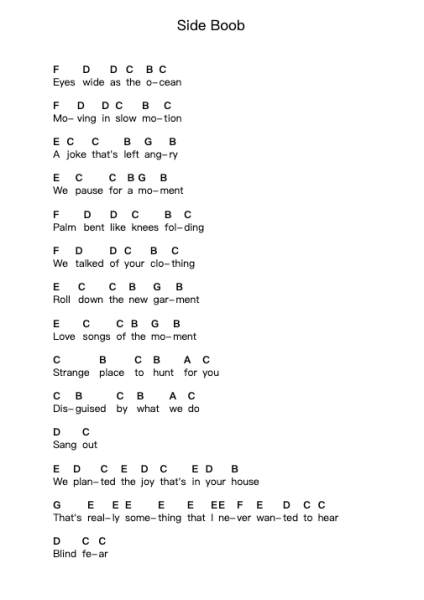 Side Boob Ghi chú đàn piano bởi Albert Hammond, Jr. - Arr.Scripla Brookfe
