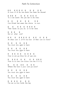 Path To Extinction Piano letter notes by Oceano - Arr.Nyroy Vebe