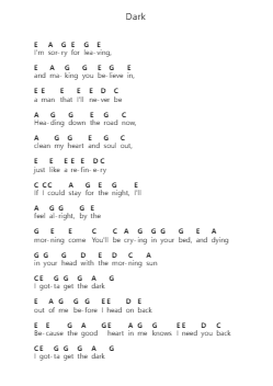 Dark 钢琴字母谱由 Zach Bryan - 编曲 Willmand Dundre