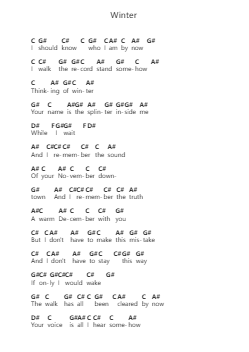 Winter Catatan huruf piano oleh Joshua Radin - Arr.Mccan