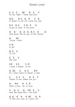 Dream Lover Piano letter notes by Bobby Darin - Arr.Latckens