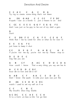 Devotion And Desire Piano letter notes by Bayside - Arr.Bardthea Faylotte
