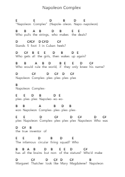Napoleon Complex 鋼琴字母譜由 The Divine Comedy - 編曲 Kentfred