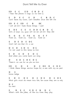 Dont Tell Me Its Over Notes de lettres de piano par Blink-182 - Arr.Kepges