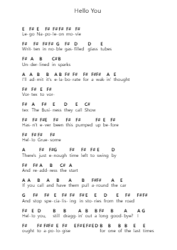 Hello You 鋼琴字母譜由 Arctic Monkeys - 編曲 Shelmore Yetgrant