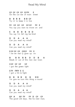 Read My Mind Piano letter notes by Catfish and the Bottlemen - Arr.Quenram
