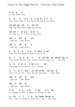 Close To The Edge Part Iii - I Get Up I Get Down Piano letter notes by Yes - Arr.Priestwylde Backcah