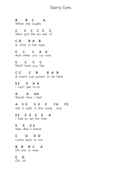 Starry Eyes Piano letter notes by Mötley Crüe - Arr.Leifclaire Frankbrooke